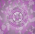 Globalization icon on pink camouflaged texture