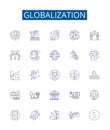 Globalization line icons signs set. Design collection of Internationalization, Integration, Liberalization, Convergence