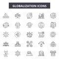 Globalization line icons, signs, vector set, outline illustration concept