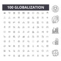 Globalization line icons, signs, vector set, outline illustration concept