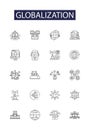 Globalization line vector icons and signs. Economic, Trade, Connectivity, Interdependence, Transnational, Fusion Royalty Free Stock Photo