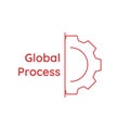 Globalization linear gear, cogwheel icon. Internet technology concept. Can be used for topics like business development,