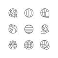 Globalization pixel perfect linear icons set Royalty Free Stock Photo