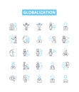 Globalization vector line icons set. globalization, internationalization, integration, unification, connectivity Royalty Free Stock Photo