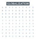 Globalization vector line icons set. globalization, internationalization, integration, unification, connectivity Royalty Free Stock Photo
