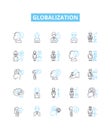 Globalization vector line icons set. globalization, internationalization, integration, unification, connectivity Royalty Free Stock Photo