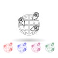 Globally the packing boxes in pin multi color icon. Simple thin line, outline vector of logistic icons for ui and ux, website or Royalty Free Stock Photo