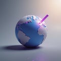 Globally secure verification data approved A cartoony symbol of a checkedoff globe emphasizing global cybersecurity in a digital Royalty Free Stock Photo