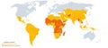 Global South, political map with developing and least developed countries