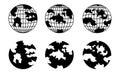 Geometric Globe Icons Set â Abstract Earth Silhouette Vector Collection Royalty Free Stock Photo