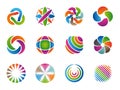 Globe abstract logo. Colored business circles round identity shapes vector collection Royalty Free Stock Photo