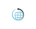 Globe With Arrows Round Line Icon Logo Design