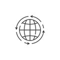 Globe in arrows vector line icon. Simple element illustration. Globe in arrows vector line symbol design from Ecology collection s Royalty Free Stock Photo