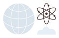 Globe with Atomic Model and Cloud Highlighting Global Science and Technology Themes Royalty Free Stock Photo