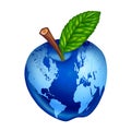 Globe blue apple earth planet isolated Royalty Free Stock Photo