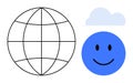 Globe, Blue happy Face, and Cloud Icon Global Connectivity and Positive Communication Royalty Free Stock Photo