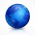 Globe. Blue sphere Earth on white. Vector illustration