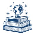 Globe on Books Education Vector Illustration Royalty Free Stock Photo