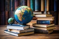 Globe and books on a wooden table. Back to school concept Royalty Free Stock Photo