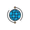 Globe, Business, Connect, Connection, Global, Internet, World  Flat Color Icon. Vector icon banner Template Royalty Free Stock Photo