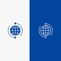 Globe, Business, Connect, Connection, Global, Internet, World Line and Glyph Solid icon Blue banner Line and Glyph Solid icon Blue Royalty Free Stock Photo