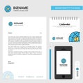 Globe Business Letterhead, Calendar 2019 and Mobile app design vector template Royalty Free Stock Photo