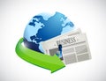 Globe and business newspaper illustration Royalty Free Stock Photo