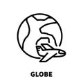 Globe card icon or logo in modern line style.
