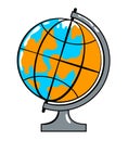 Globe cartoon sticker in retro style