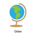 Globe in cartoon style, school card for kid, preschool activity for children, vector illustration Royalty Free Stock Photo