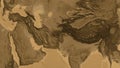 Globe centered on Afghanistan neighborhood. Sepia elevation map Royalty Free Stock Photo