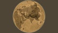 Globe centered on Afghanistan. Sepia elevation map Royalty Free Stock Photo