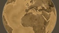 Globe centered on Algeria. Sepia elevation map Royalty Free Stock Photo
