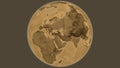 Globe centered on Armenia. Sepia elevation map Royalty Free Stock Photo