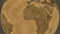 Globe centered on Burkina Faso neighborhood. Sepia elevation map Royalty Free Stock Photo