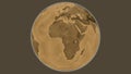 Globe centered on Cameroun. Sepia elevation map Royalty Free Stock Photo