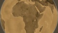 Globe centered on Central African Republic neighborhood. Sepia e Royalty Free Stock Photo
