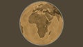 Globe centered on Central African Republic. Sepia elevation map Royalty Free Stock Photo