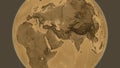 Globe centered on Iran neighborhood. Sepia elevation map Royalty Free Stock Photo