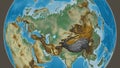 Globe centered on Kazakhstan. Relief map Royalty Free Stock Photo
