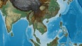 Globe centered on Laos neighborhood. Relief map Royalty Free Stock Photo