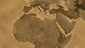 Globe centered on Libya neighborhood. Sepia elevation map Royalty Free Stock Photo