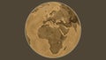 Globe centered on Libya. Sepia elevation map Royalty Free Stock Photo