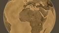 Globe centered on Niger. Sepia elevation map Royalty Free Stock Photo