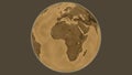 Globe centered on Nigeria. Sepia elevation map Royalty Free Stock Photo