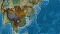 Globe centered on North Korea neighborhood. Relief map Royalty Free Stock Photo