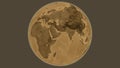 Globe centered on Oman. Sepia elevation map Royalty Free Stock Photo