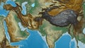 Globe centered on Pakistan neighborhood. Relief map Royalty Free Stock Photo
