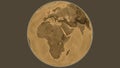 Globe centered on Sudan. Sepia elevation map Royalty Free Stock Photo