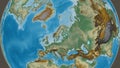 Globe centered on Sweden. Relief map Royalty Free Stock Photo